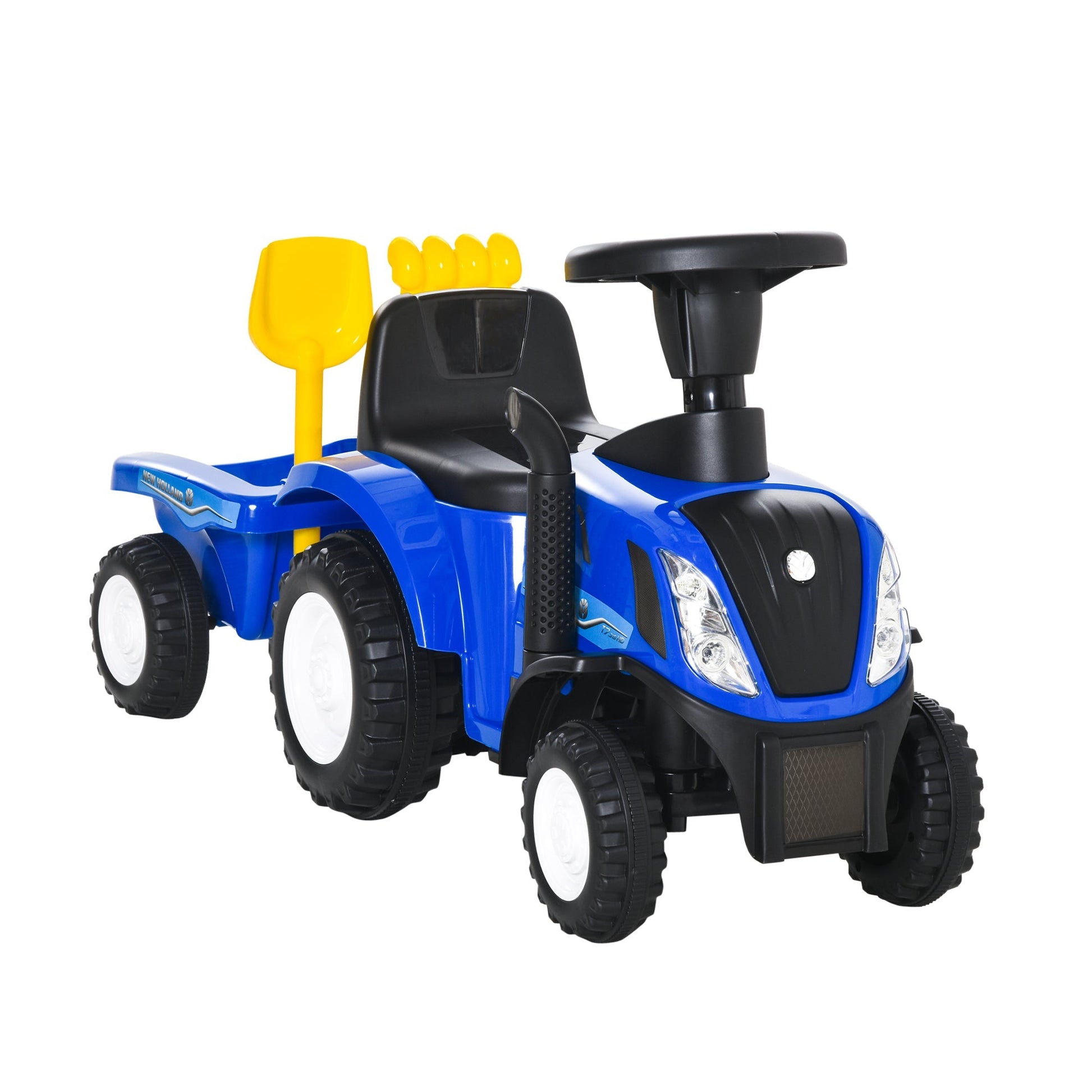 tractor for children rideable with trailer, rake and blade 12-36 months - blue - Borgè