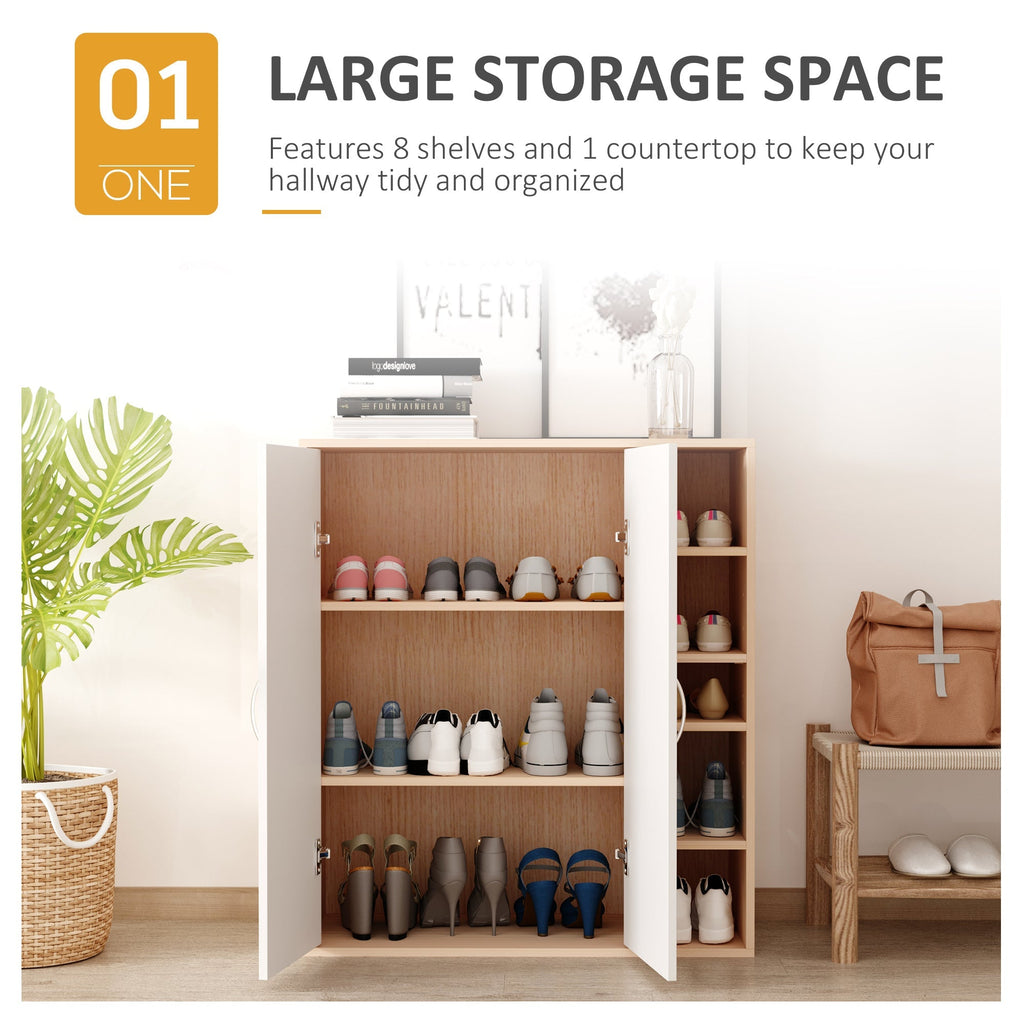 Multiuse cabinet with 2 adjustable shelves white and light wood adjustable shelves - Borgè