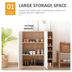 Multiuse cabinet with 2 adjustable shelves white and light wood adjustable shelves - Borgè