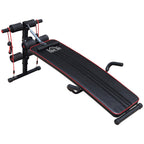 Multifunction bench for training at home, abdominal bench tilt with spring voting and adjustable back and 2 elastic strings, 55.5 x 137.5 cm black - Borge' Group Limited
