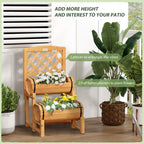 Half Barrel Outdoor Planter in Fir Wood with Raised Vertical Design, 45x45x80 cm - Borge' Group Limited