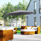 Garden Umbrella 3x2.5 m Arm and Tiltable with Crank, in Steel and Polyester Grey - Borge' Group Limited