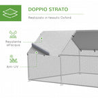 Waterproof Galvanized Metal Chicken Coop, Chicken Run with Door and Oxford Cover, 280x570x195cm - Borge' Group Limited