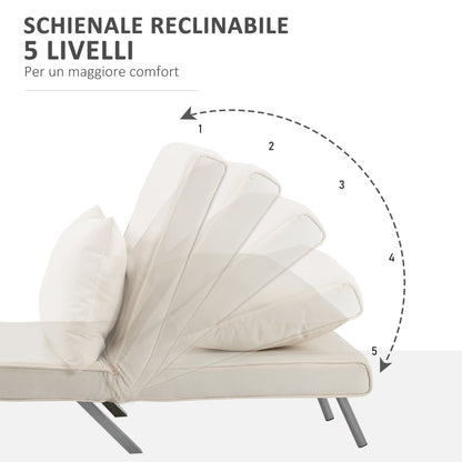 armchair bed 2 in 1 with backrest tilted in 5 positions, 65 × 69 × 82cm, beige - Borgè