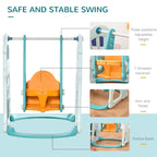 slide for children with adjustable swing, basket and balls for bedroom and garden, 149x186x98cm, blue and orange - Borgè