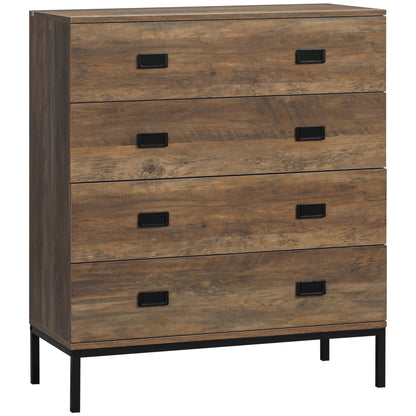 drawer 4 drawers in chipboard and metal for living room and bedroom, 80x39x95 cm, brown - Borgè