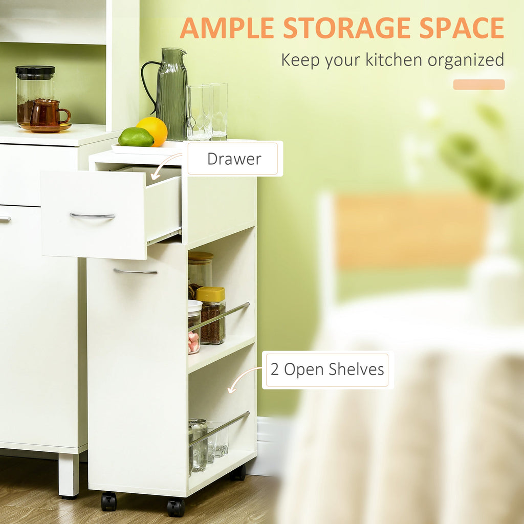 kitchen trolley in chipboard and stainless steel with 2 open shelves, removable drawer and parapetti, 25x50x85 cm - Borgè