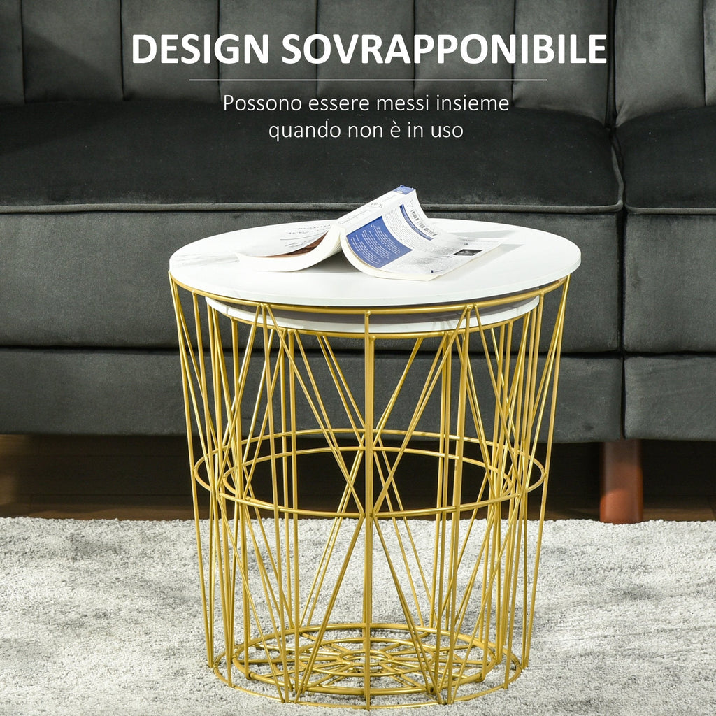 FJURA | Set of 2 Living Room Tables with Removable Top - Borgè