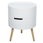 Round coffee table with rotation opening and removable white wood tray - Borgè