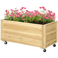 Outsunny garden flock with drainage hole and wheels, in fir wood, 89x48x47 cm - Borgè