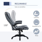 Reclinable ergonomic office chair, adjustable height and swinging, swivel armchair with wheels, 65x72x110-120cm, Grey