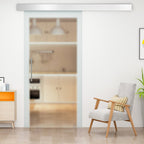 Sliding Worms satin glass with silent track, 77.5x205cm - Borgè