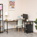 angular desk for industrial style computer with black side shelf - Borgè