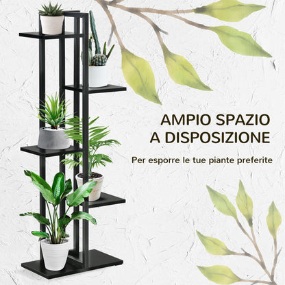 Outsunny Scaletta 5 levels for interiors and outdoors in mdf and steel, 40x22x113 cm, black - Borgè