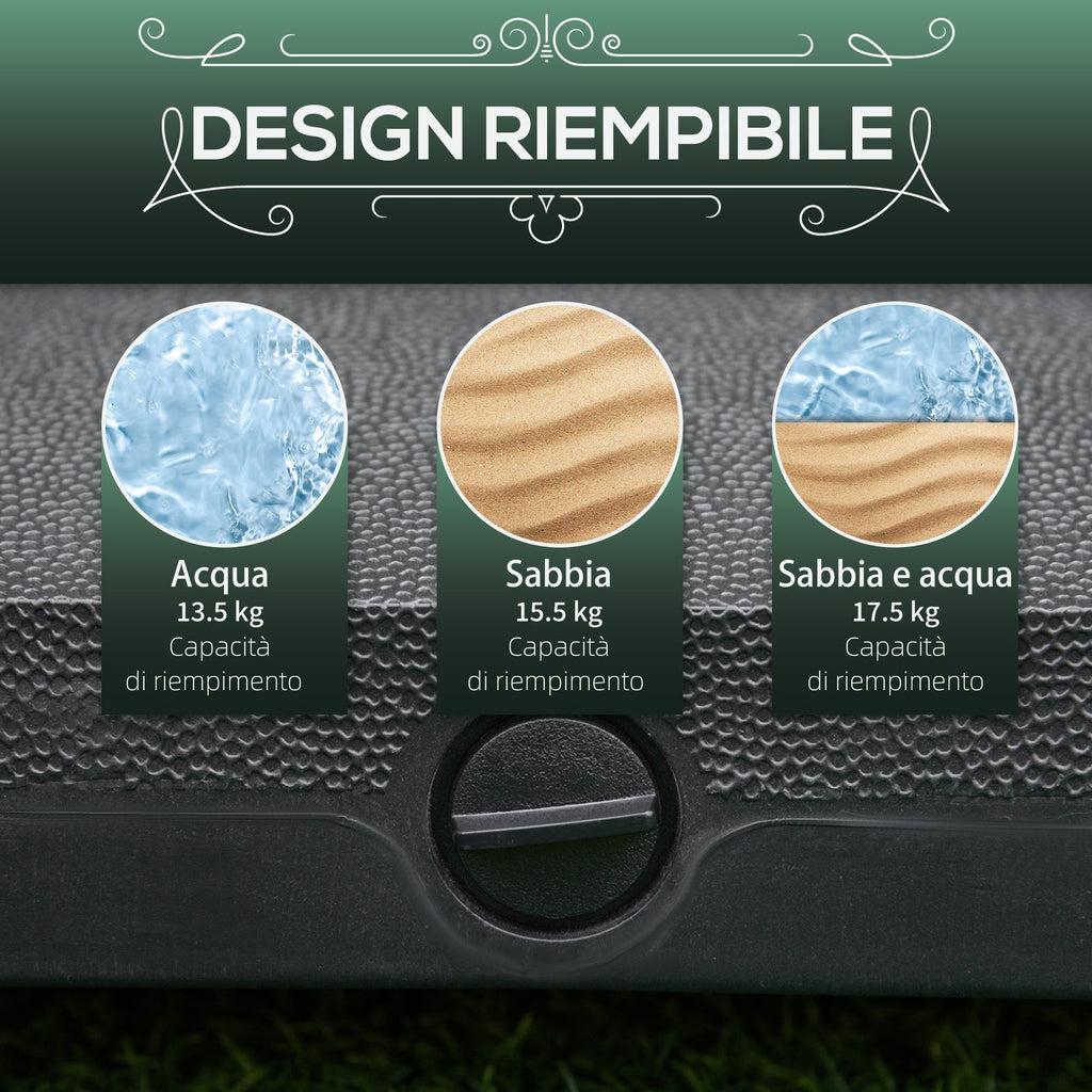 Umbrella Base with Wheels Fillable up to 20kg for Ø28-38mm Poles, 45x45x39cm, Black - Borge' Group Limited