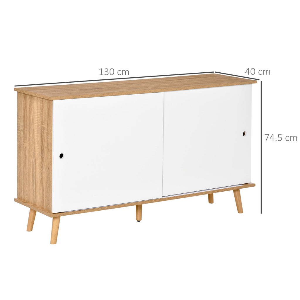 Mobile with adjustable shelves and sliding doors - white oak - Borgè