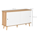 Mobile with adjustable shelves and sliding doors - white oak - Borgè