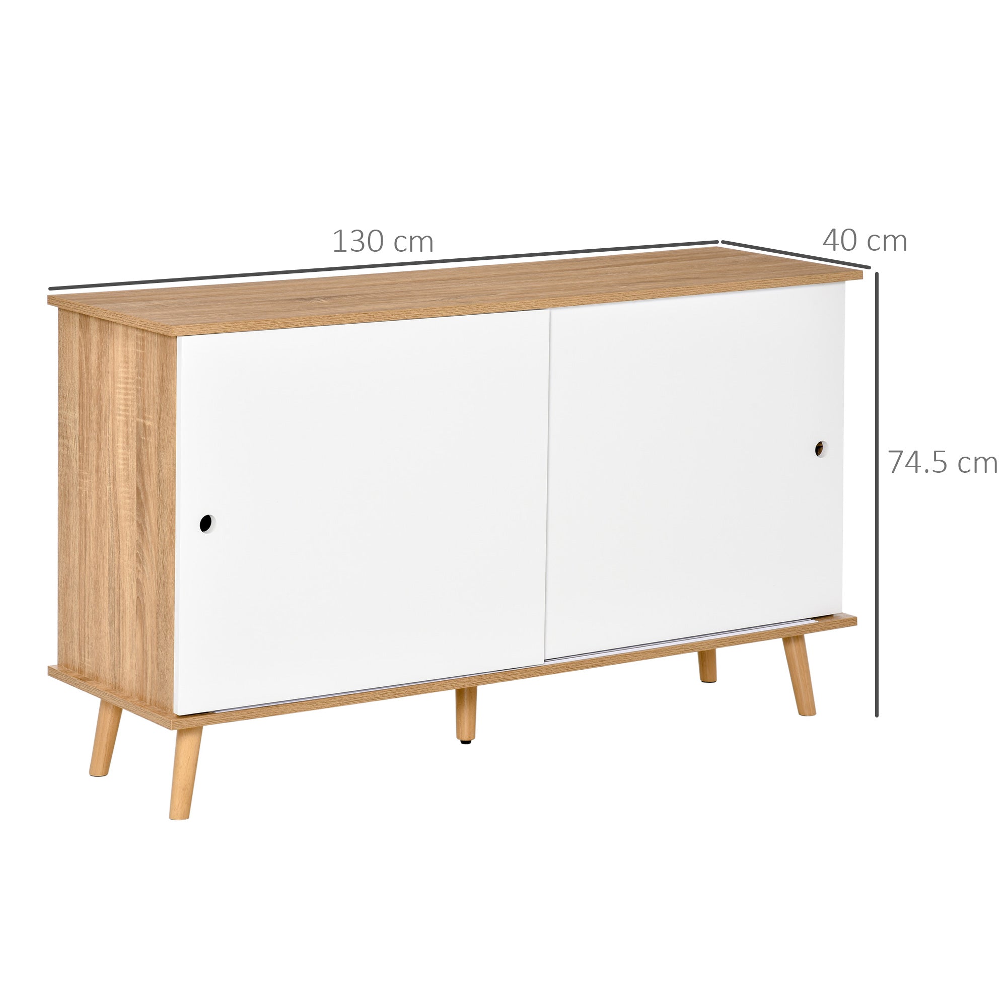 Mobile with adjustable shelves and sliding doors - white oak - Borgè