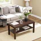Homcom classic rectangular lounge table with wooden storage shelf 90 Ã— 45 Ã— 44.5cm - Borgè