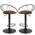 Set 2 swivel bar stools with footrests, adjustable height and padded seat, brown - Borgè