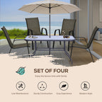 Garden Chairs Set of 4, Stackable Outdoor Chairs in Metal and Breathable Fabric, Brown - Borge' Group Limited