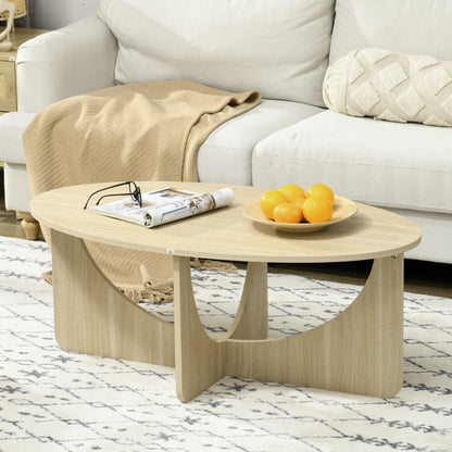 Homcom Table of oval living room in chipboard with a modern style, 110x60x45cm, oak color - Borgè