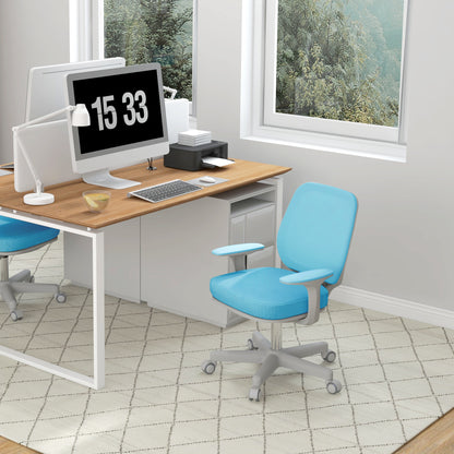 Ergonomic office chair and reclining at adjustable height with 5 wheels, 55x48x82.5-94.5 cm, light blue - Borgè