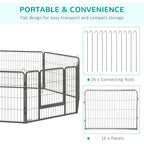 Pawhut fence for dogs and puppies with 16 modular panels and 2 inputs, 80x1.5x60cm - Borgè