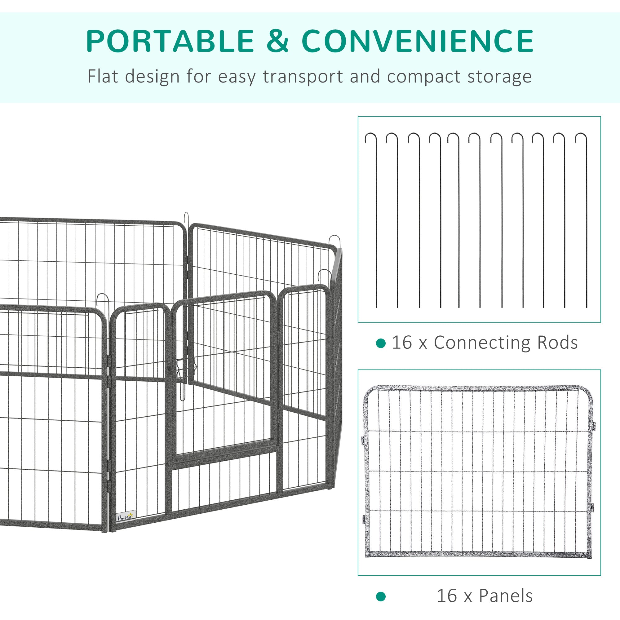 Pawhut fence for dogs and puppies with 16 modular panels and 2 inputs, 80x1.5x60cm - Borgè