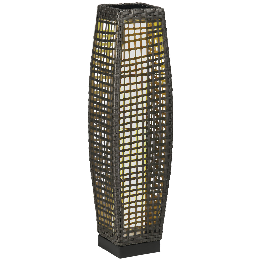 Outsunny Garden Solar Lamp with charging panel, in steel and rattan, 21x21x78 cm, black and gray - Borgè