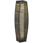 Outsunny Garden Solar Lamp with charging panel, in steel and rattan, 21x21x78 cm, black and gray - Borgè
