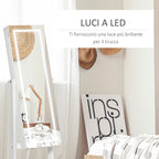 self -supporting marker mirror with LED light, adjustable inclination and lock, 46x36.5x151.5cm - Borgè