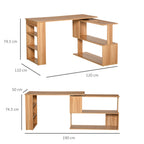 Multi -exposure angle desk with 5 shelves, wood, 120x110x74.5cm - Borgè
