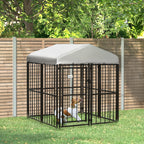 Pawhut Kennel Fence for small and medium -sized dogs, chickens and ducks with roof, 122x122x138cm - Borgè