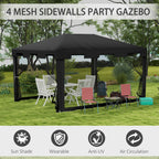 Outsunny Gazebo 4x3 m folding with mosquito net and 2 inputs, in metal and pe, dark gray - Borgè