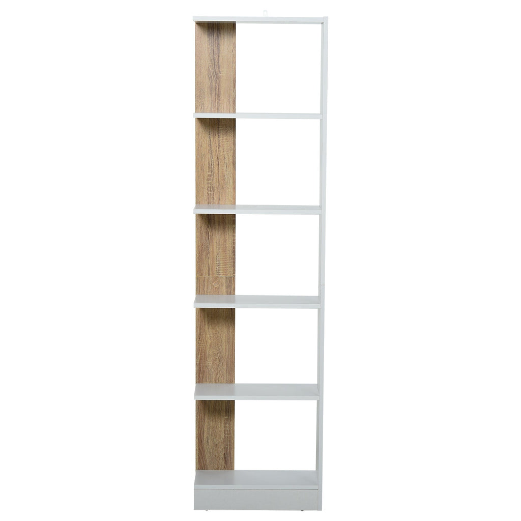 shelf bookcase with oak and white wood -colored walls with 5 shelves - Borgè