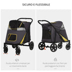 Folding Dog Stroller for Medium Dogs with Zippered Entrances and Mesh Windows, 112x65x100 cm - Borge' Group Limited