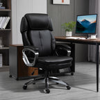 Ergonomic office armchair with headrest, adjustable height and swing, swivel chair with wheels, 68x76x117-125cm, black - Borgè