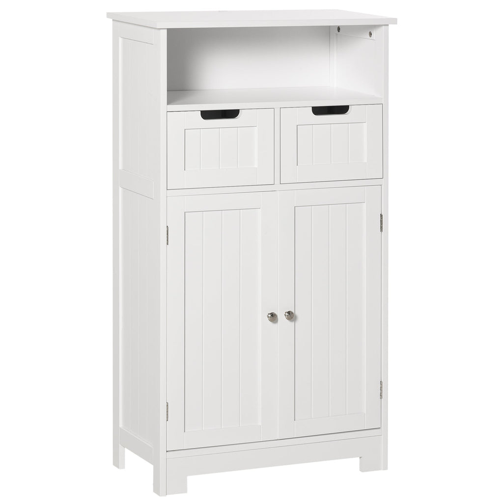 Kleankin Multiuse bathroom cabinet with 2 -door garbance peel and 2 white drawers - Borgè