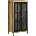 Modern Credenza to 2 Glass and Wood Doors, 60x35x120cm, brown - Borgè