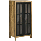 Modern Credenza to 2 Glass and Wood Doors, 60x35x120cm, brown - Borgè