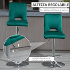 set 2 adjustable and swivel height stools in fabric - green - Borgè
