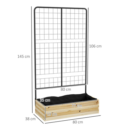 Outsunny Fioriera with grilled and 2 drainage holes, in fir wood and steel, 80x38x145 cm - Borgè