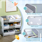 Zonekiz Portagochi cabinet with 9 basketable baskets in MDF and fabric, 63x30x60cm, Grey and white - Borgè