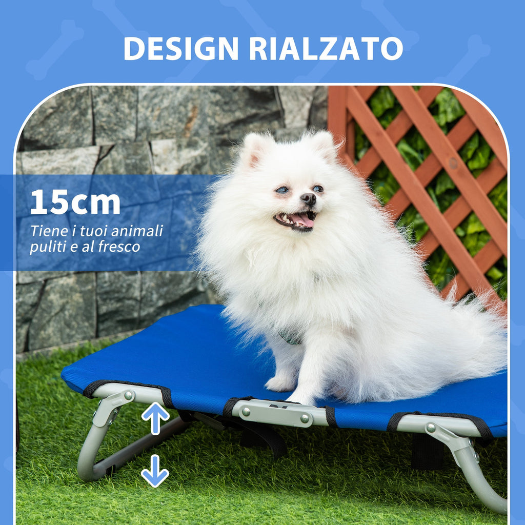 Raised and Foldable Dog Bed for Indoor and Outdoor Use, 59x46x15 cm, Blue - Borge' Group Limited