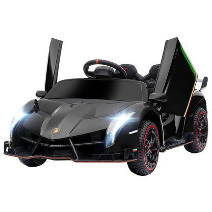 Black Lamborghini Veneno 12V Electric Car for Children with Remote Control, Age 3-6 Years - Borgè