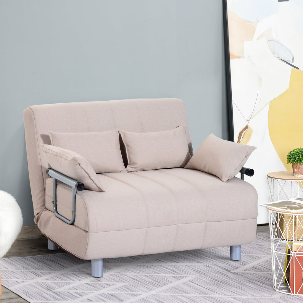 Homcom sofa bed 2 beds 1 square Â½ in steel and fabric with 4 cream cushions - Borgè