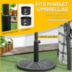 Round Garden Umbrella Base Rattan Effect Ø45cm Weight 9.5kg, Black - Borge' Group Limited