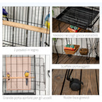 Pawhut cage for birds and canaries, aviary with black metal wheels 51x51x153cm - Borgè