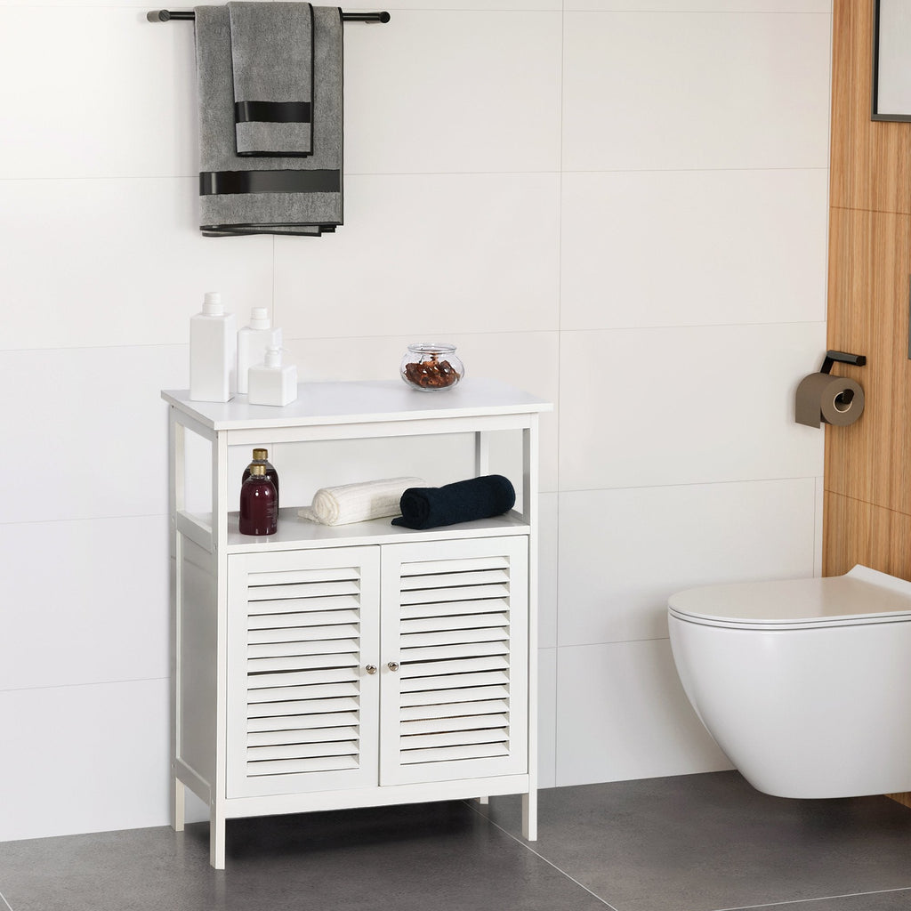 Kleankin Waterproof bathing cabinet with 2 shelves and white MDF locker - Borgè
